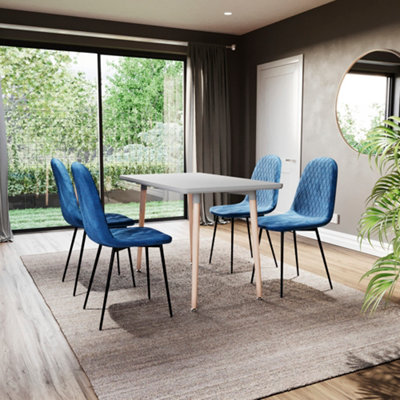 Vida Designs Luton Set of 4 Velvet Dining Chairs, Blue