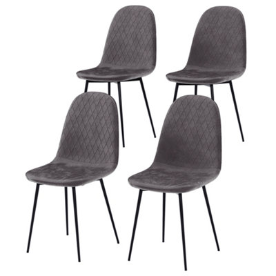 Vida Designs Luton Set of 4 Velvet Dining Chairs, Grey