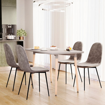 Vida Designs Luton Set of 4 Velvet Dining Chairs, Grey