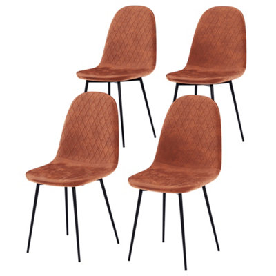 Vida Designs Luton Set of 4 Velvet Dining Chairs, Orange