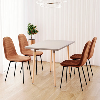 Vida Designs Luton Set of 4 Velvet Dining Chairs, Orange
