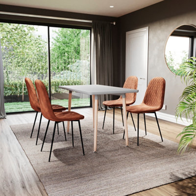 Vida Designs Luton Set of 4 Velvet Dining Chairs, Orange