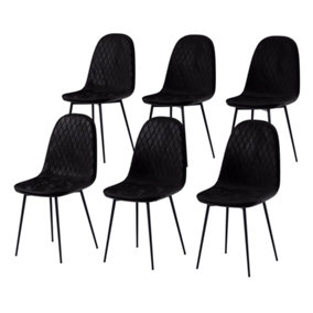 Vida Designs Luton Set of 6 Velvet Dining Chairs, Black