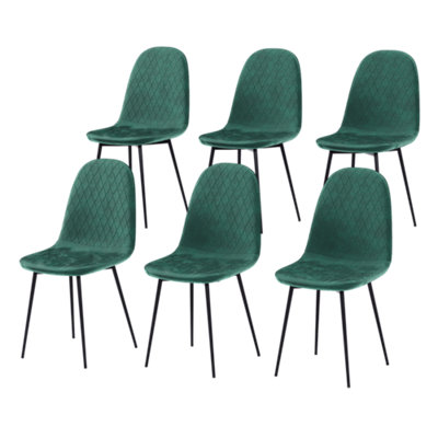 Vida Designs Luton Set of 6 Velvet Dining Chairs, Green