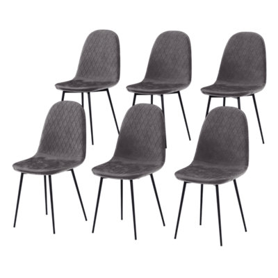 Vida Designs Luton Set of 6 Velvet Dining Chairs, Grey