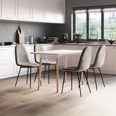 Vida Designs Luton Set of 6 Velvet Dining Chairs, Grey