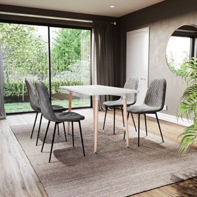 Vida Designs Luton Set of 6 Velvet Dining Chairs, Grey
