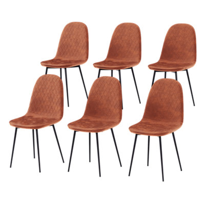 Vida Designs Luton Set of 6 Velvet Dining Chairs, Orange