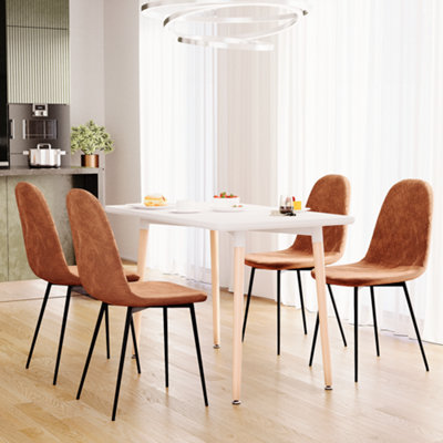 Vida Designs Luton Set of 6 Velvet Dining Chairs, Orange
