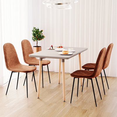Vida Designs Luton Set of 6 Velvet Dining Chairs, Orange