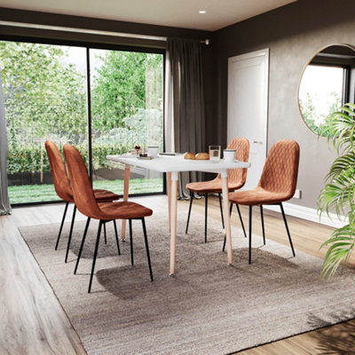 Vida Designs Luton Set of 6 Velvet Dining Chairs, Orange