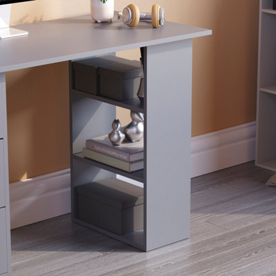 Vida Designs Mason Grey Computer Desk With Shelves and 3 Drawers