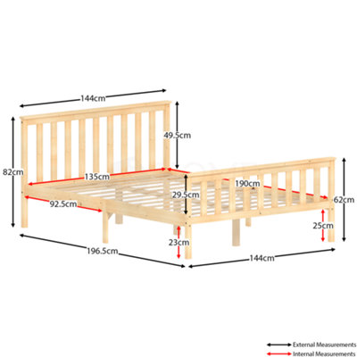 Vida Designs Milan Pine 4ft6 Double Wooden Bed Frame - High Foot End
