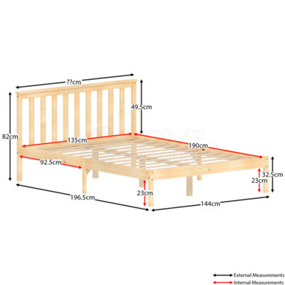 Vida Designs Milan Pine 4ft6 Double Wooden Bed Frame - Low Foot End