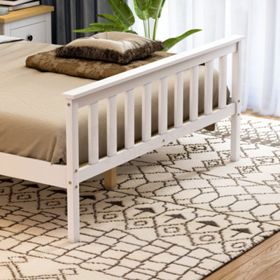 Vida Designs Milan White 4ft6 Double Wooden Bed Frame - High Foot End