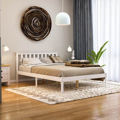 Vida Designs Milan White 4ft6 Double Wooden Bed Frame - Low Foot End