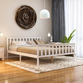 Vida Designs Milan White 5ft King Size Wooden Bed Frame - High Foot End