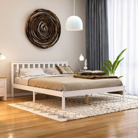 Vida Designs Milan White 5ft King Size Wooden Bed Frame - Low Foot End