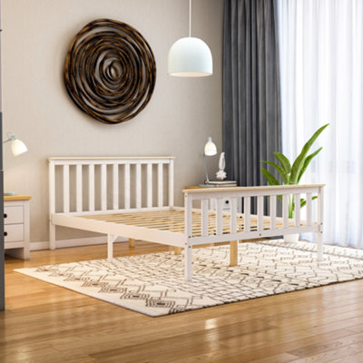 Vida Designs Milan White Pine 4ft6 Double Wooden Bed Frame High Foot End