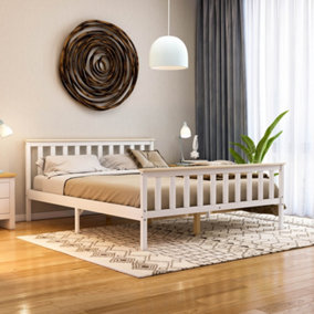 Vida Designs Milan White & Pine 5ft King Size Wooden Bed Frame - High Foot End