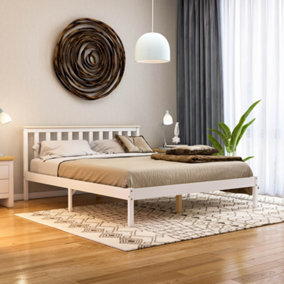 Vida Designs Milan White & Pine 5ft King Size Wooden Bed Frame - Low Foot End