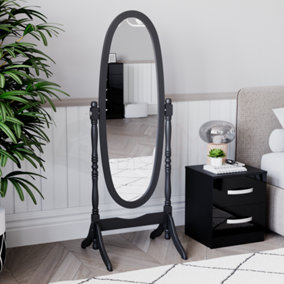 Vida Designs Nishano Black Oval Cheval Full Length Freestanding Mirror