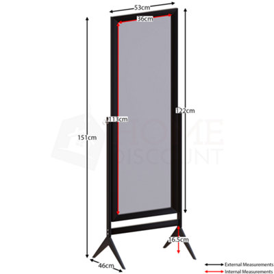 Vida Designs Nishano Black Rectangle Cheval Full Length Freestanding  Mirror