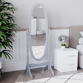 Vida Designs Nishano Grey Oval Cheval Full Length Freestanding Mirror