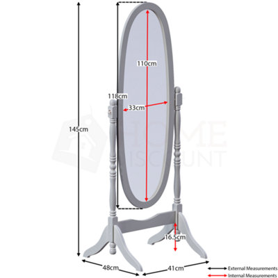 Vida Designs Nishano Grey Oval Cheval Full Length Freestanding Mirror