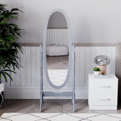Vida Designs Nishano Grey Oval Cheval Full Length Freestanding Mirror