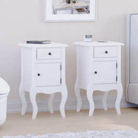 Vida Designs Nishano White 1 Drawer 1 Door Bedside Table Cabinet Chest, Set of 2