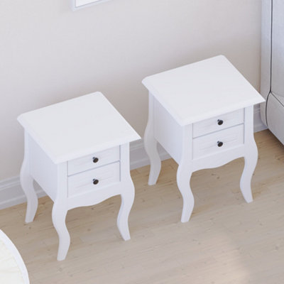 Vida Designs Nishano White 2 Drawer Bedside Table Cabinet Chest, Set of 2