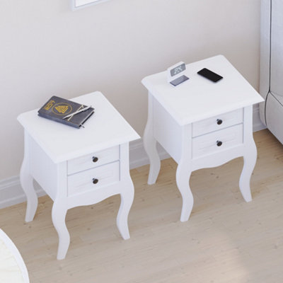 Vida Designs Nishano White 2 Drawer Bedside Table Cabinet Chest, Set of 2