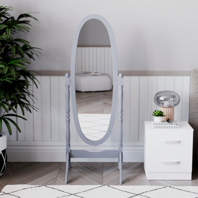 Vida Designs Nishano Specchio Da Terra, Colore Bianco, Cornice Girevole In Legno, Dimensioni 145x41x48 Cm