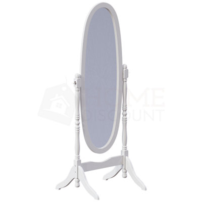 Vida Designs Nishano White Oval Cheval Full Length Freestanding Mirror