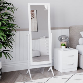 Vida Designs Nishano White Rectangle Cheval Full Length Freestanding Mirror