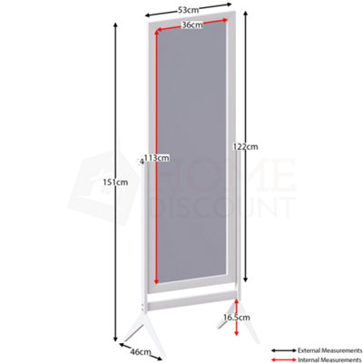 Vida Designs Nishano White Rectangle Cheval Full Length Freestanding Mirror