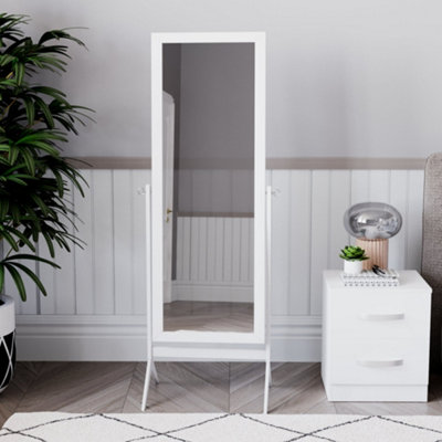 Vida Designs Nishano White Rectangle Cheval Full Length Freestanding Mirror