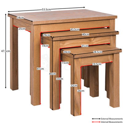 Vida Designs Oakridge Nest Of Tables Set of 3 Coffee Side End Table
