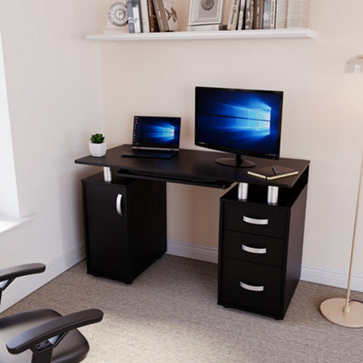 Black desk with deals cabinet