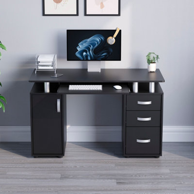 thumbnail image 2 of Otley Computer Desk With 3 Drawers & Keyboard Tray – Spacious Home Office Desk For Work Or Gaming 2 of 12