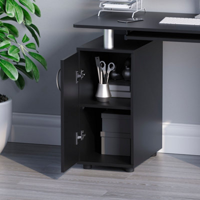 Vida Designs Otley Black 3 Drawer Computer Desk With Shelves and ...