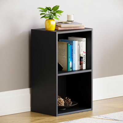 Vida Designs Oxford Black 2 Tier Cube Bookcase Freestanding Shelving Unit (H)540mm (W)320mm (D)240mm