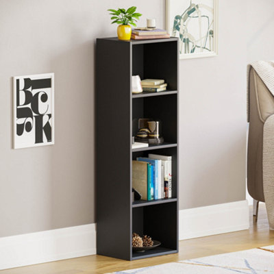 Vida Designs Oxford Black 4 Tier Cube Bookcase Freestanding Shelving Unit (H)1060mm (W)320mm (D)240mm