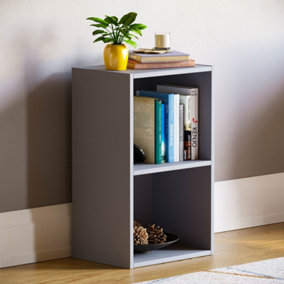 Vida Designs Oxford Grey 2 Tier Cube Bookcase Freestanding Shelving Unit (H)540mm (W)320mm (D)240mm