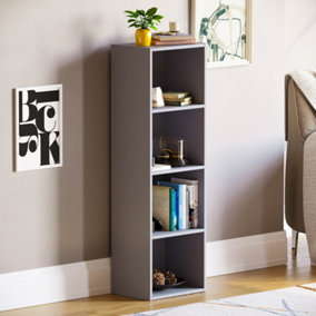 Vida Designs Oxford Grey 4 Tier Cube Bookcase Freestanding Shelving Unit (H)1060mm (W)320mm (D)240mm