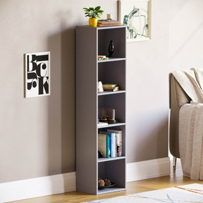 Vida Designs Oxford Grey 5 Tier Cube Bookcase Freestanding Shelving Unit (H)1320mm (W)320mm (D)240mm