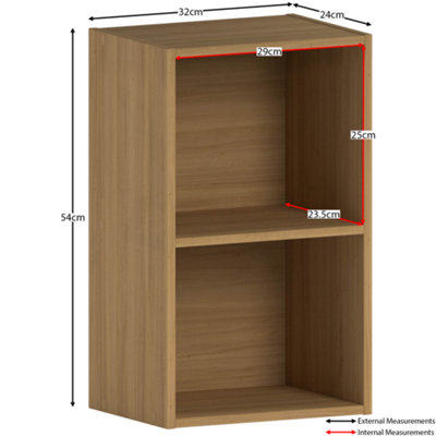 Vida Designs Oxford Oak 2 Tier Cube Bookcase Freestanding Shelving Unit (H)540mm (W)320mm (D)240mm
