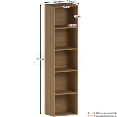 Vida Designs Oxford Oak 5 Tier Cube Bookcase Freestanding Shelving Unit (H)1320mm (W)320mm (D)240mm