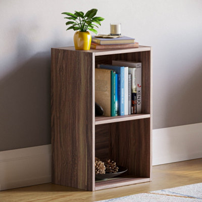 Vida Designs Oxford Walnut 2 Tier Cube Bookcase Freestanding Shelving Unit (H)540mm (W)320mm (D)240mm